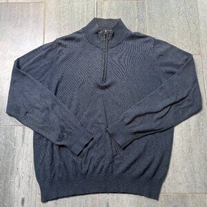 L.L. Bean Cashmere Blend 1/4 Zip Mock Neck Pullover Sweater Blue Gray Size Small